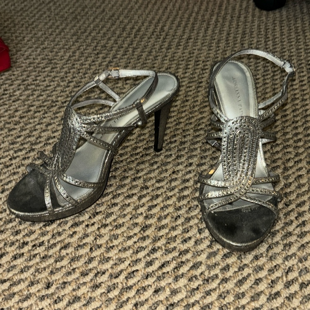 Adrianna Papell Silver Metallic Heels